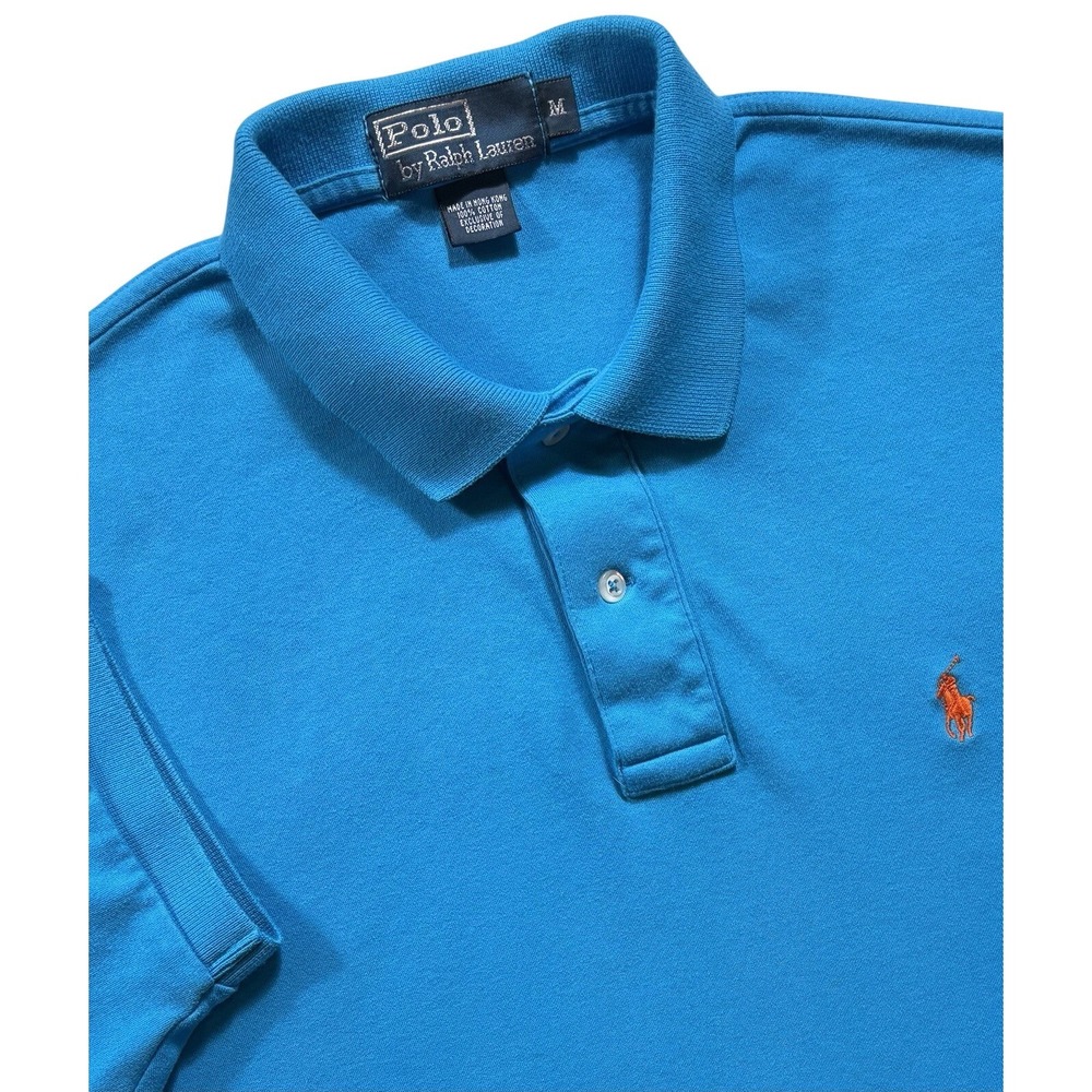 Polo Ralph Lauren Men's Polo Shirt Medium Short Sleeve Blue VTG - 655
